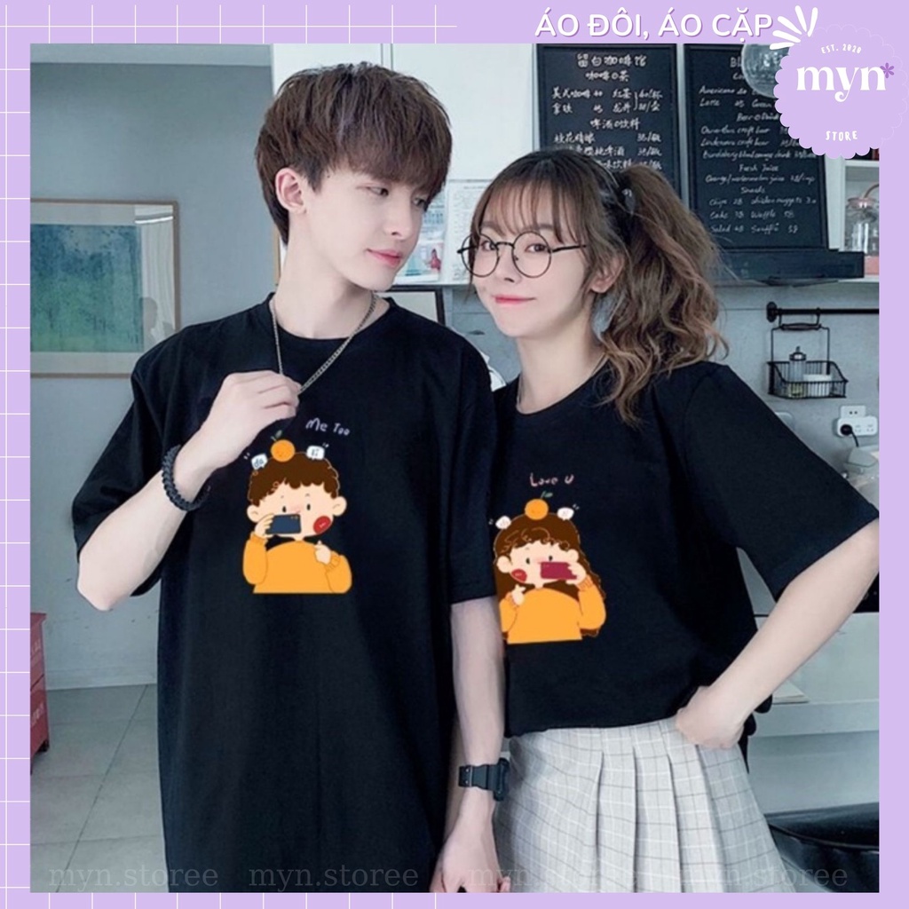 Áo Phông Cặp Đôi Hoạt Hình Dễ Thương, Áo Couple, Bạn Thân