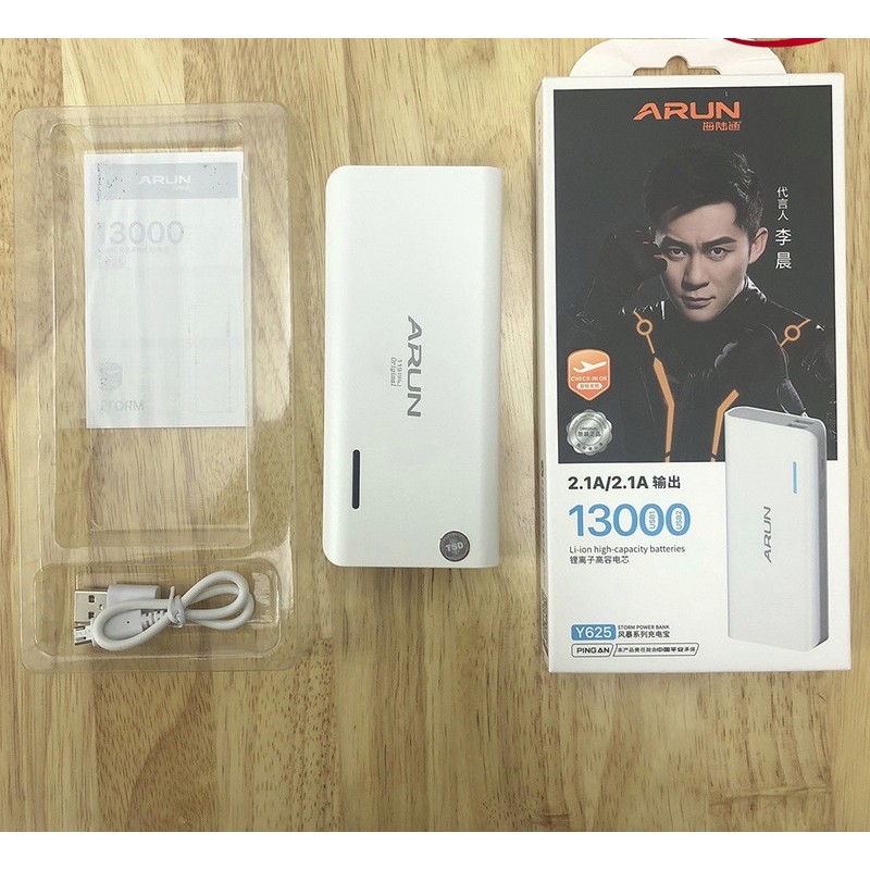 Pin sạc dự phòng Arun Y625 13.000mAh LOẠI I chính hãng XỊN