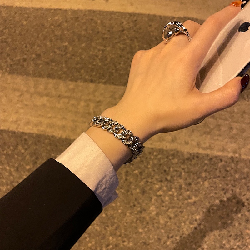 Vòng Tay Đính Đá Phong Cách hip hop Thời Trang Cho Nam Và Nữ