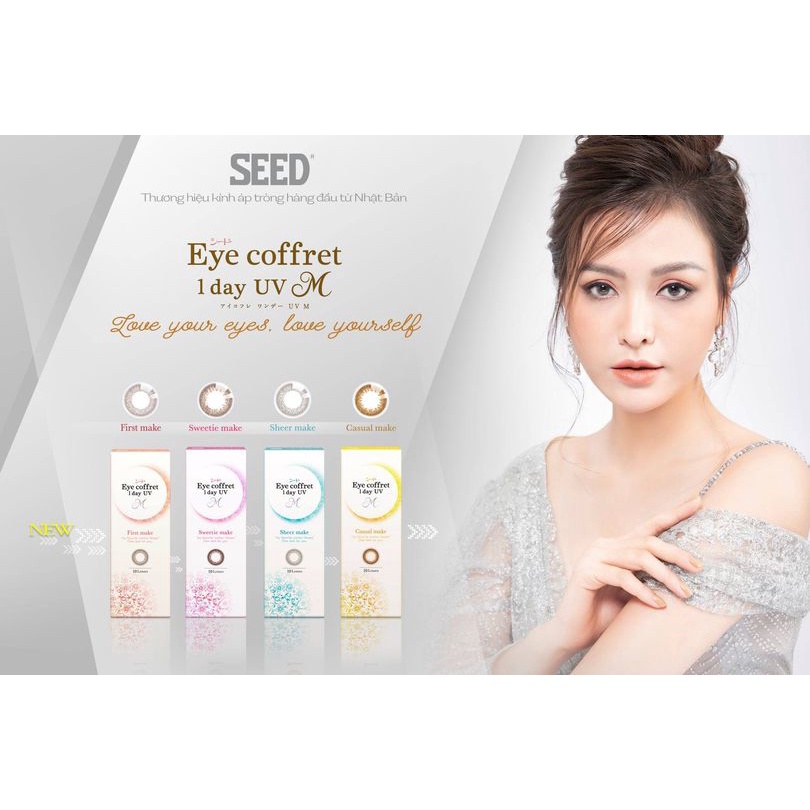 Kính áp tròng không màu 1 ngày THIÊN HÀ OPTICAL Seed Nhật Bản contactlens 1Day PureMoisture êm mắt dễ đeo kháng khuẩn