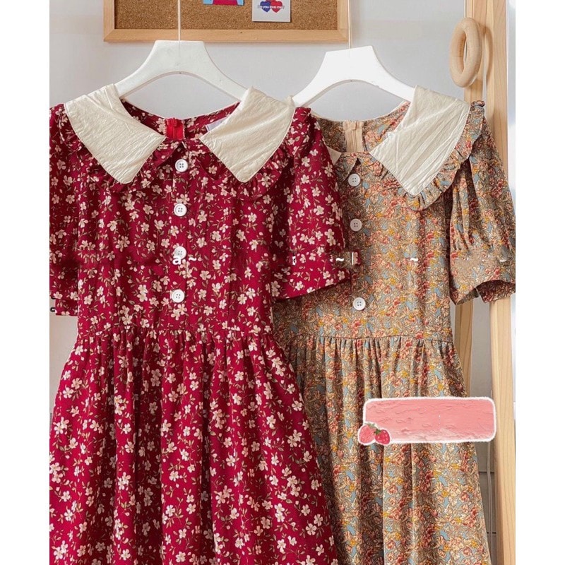 Đầm bầu hoa nhí có dây đai M308 vải lụa hoa thời trang thiết kế xinh xắn MSP308 Mom and Baby