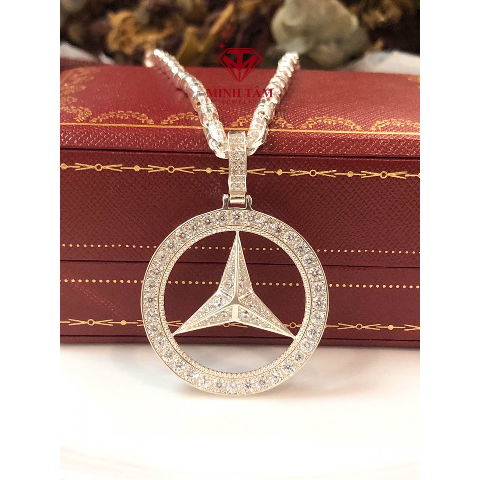 Mặt dây chuyền bạc nam Mec bạc ta,Bộ dây chuyền mặt Mecedes chất liệu bạc ta cho nam-Minh Tâm Jewelry