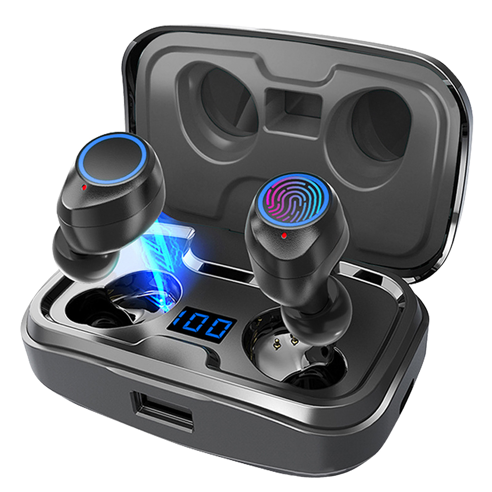 SafeTrip Wireless Earbuds Bluetooth 5.0 HiFi Sound Waterproof Headphone With Mic Case 