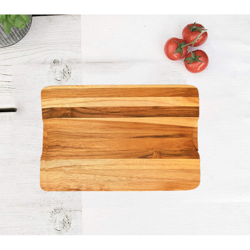 Thớt gỗ Chef Teak Châu Âu có mấu tay cầm 305x210 mm - Gỗ Teak cao cấp hàng xuất Âu Vintage decor