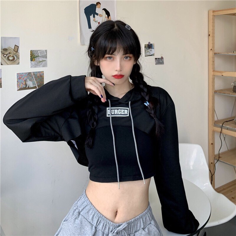 ☀️ SET 2 MÓN ÁO CROPTOP HODDIE BURGER