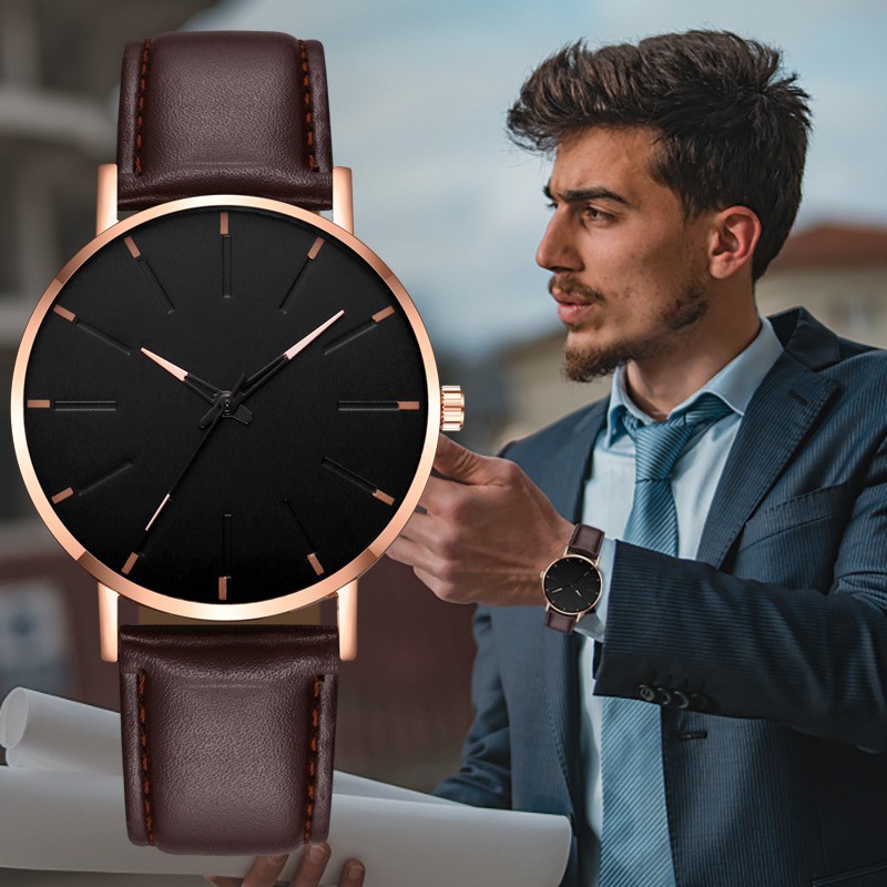 Đồng hồ nam dây da thời trang công sở chính hãng D-ZINER NAD17 mặt tròn tối giản - LINDO