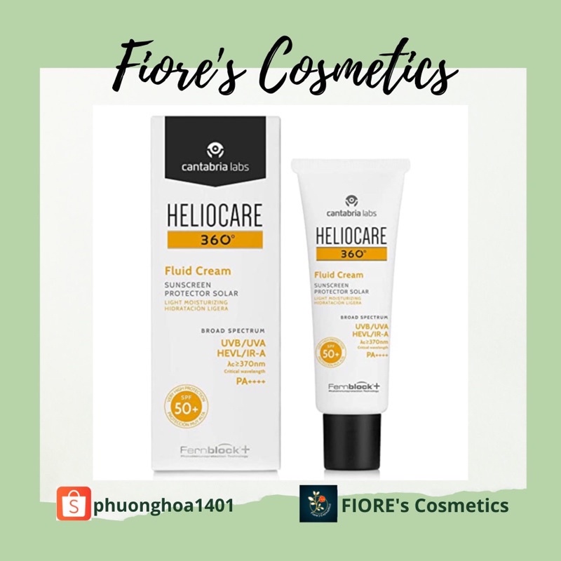 [Mã 44FMCGSALE1 giảm 10% đơn 250K] Kem chống nắng Heliocare 360 Fluid Cream SPF 50+ 50ml