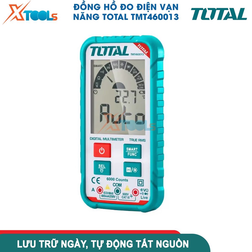 Đồng hồ đo điện vạn năng TOTAL TMT460013 hiển thị số đếm đúng RMS6000 phát hiện điện áp không tiếp xúc-CHÍNH HÃNG-XTOOLS