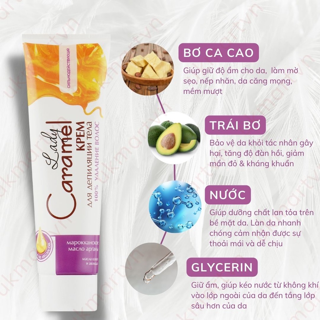 Kem Tẩy Lông Lady Caramel Tác Động Tức Thì 100ml Tẩy Lông Sạch Hoàn Toàn
