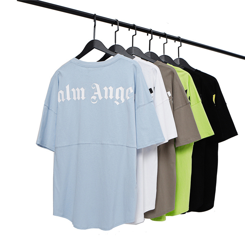 Áo Thun Cotton Tay Ngắn In Chữ Palm Angels Phong Cách Thể Thao Thời Trang Cho Cặp Đôi