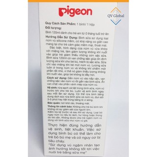 Bình sữa PIGEON 120ml có Van chống sặc