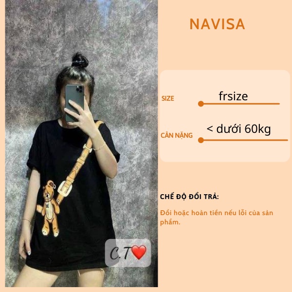 Áo phông nữ unisex form rộng tay lỡ in hình cổ tròn NAVISA AT265