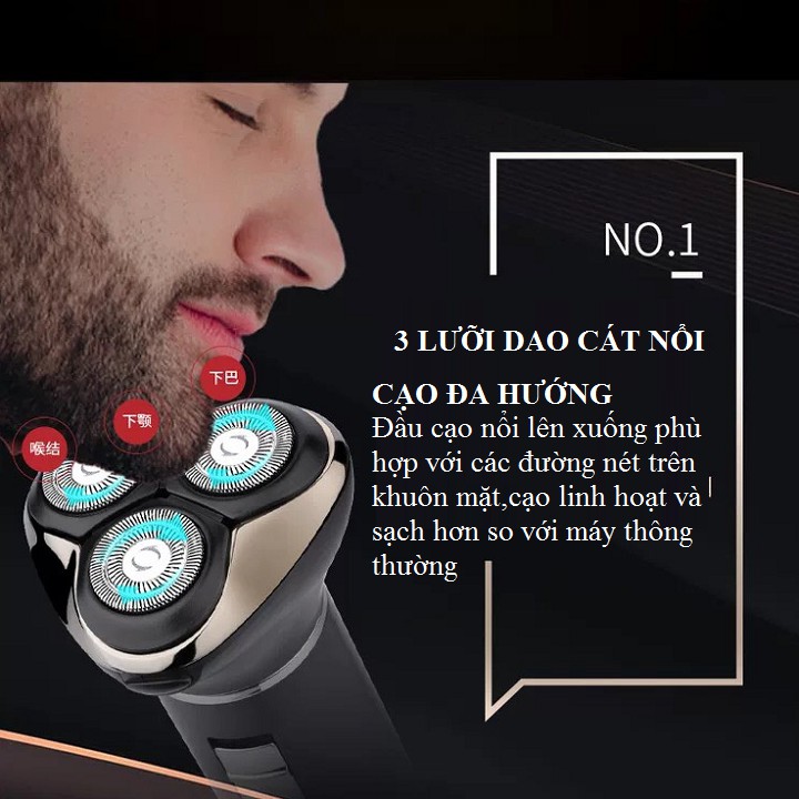 Máy cạo râu 3 trong 1 Shaver 4D model TX2 có tính năng tự động mài lưỡi sắc bén pin sạc chống nước - có bảo hành