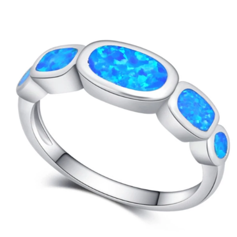 Nhẫn Cưới Đính Đá Opal Sang Trọng