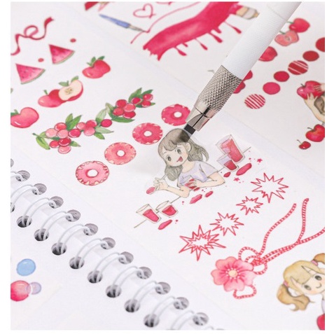 Sổ lò xo chiết và lưu trữ sticker size A5 hình họa tiết dễ thương