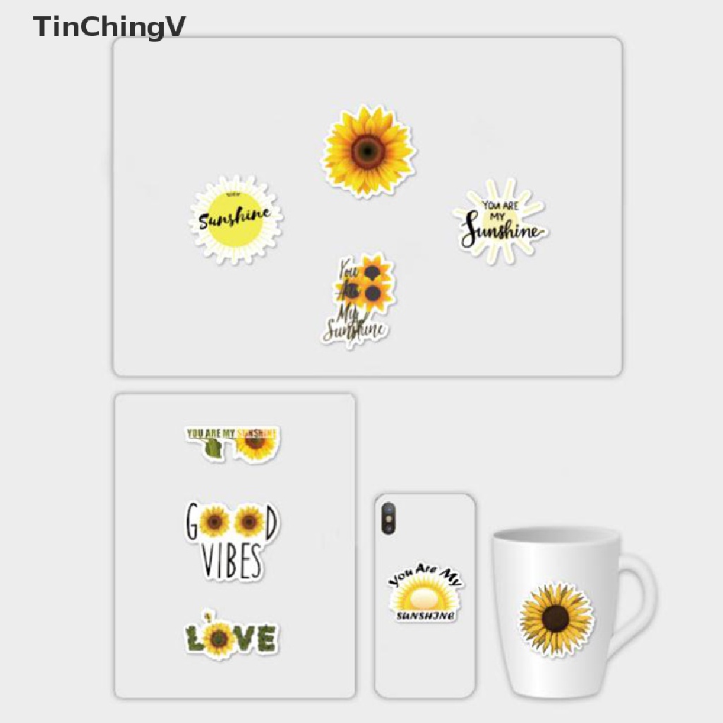 Bộ 50 Miếng Dán Trang Trí Laptop / Ván Trượt / Ván Trượt / Hành Lý Hình Hoa Hướng Dương you are my sunshine