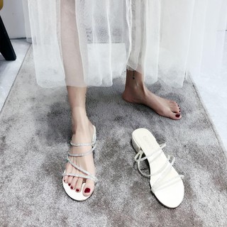 Giày Sandal Cao Gót Đính Đá Thời Trang Cho Nữ