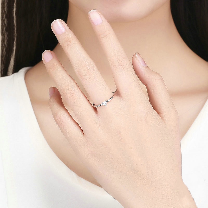 Nhẫn Đính Hôn Mạ Vàng 14K Đính Đá Cz Hình Trái Tim