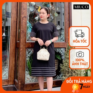 Đầm trung niên thiết kế tặng mẹ, kiểu dáng đơn giản thêu sọc BIGSIZE [MIU003]