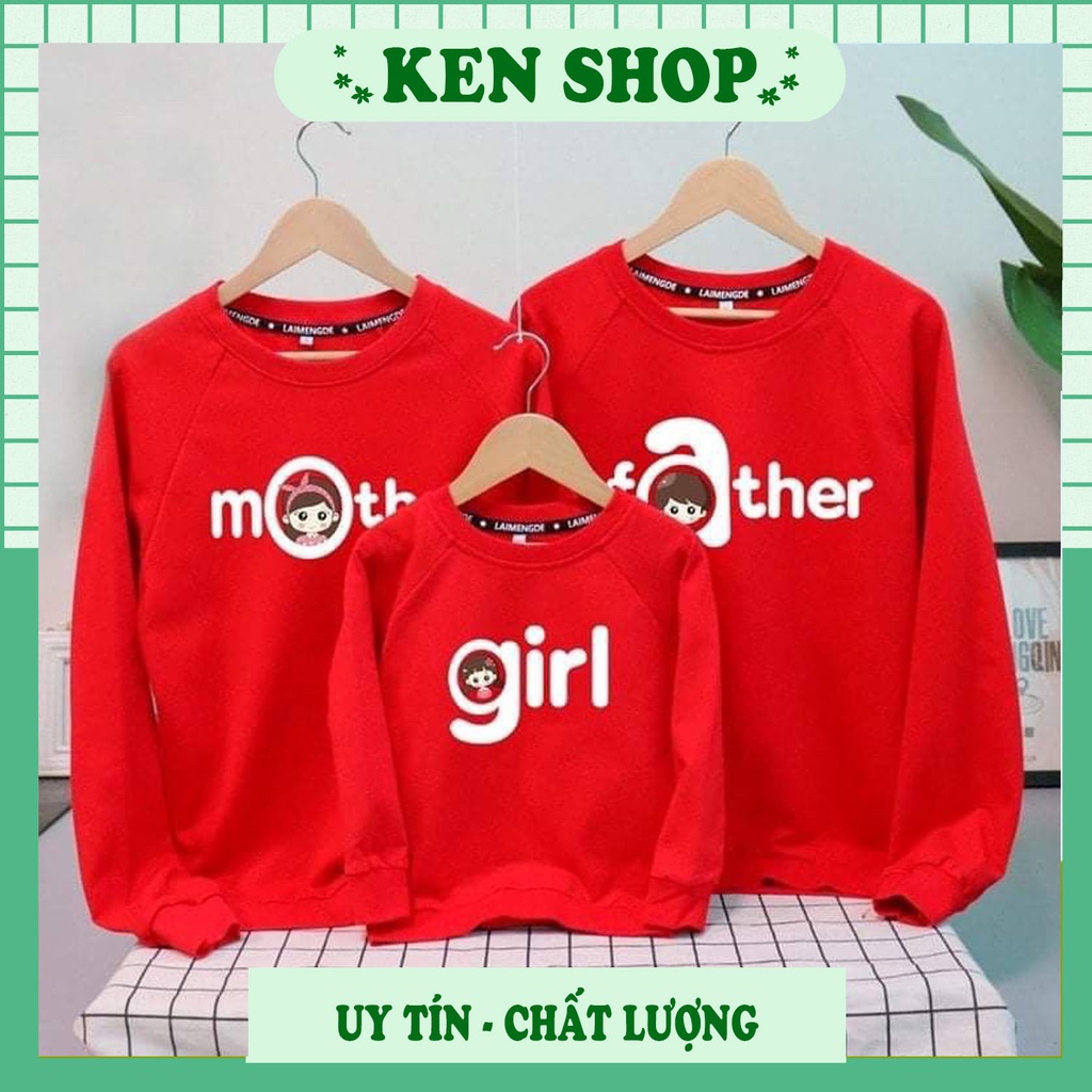 Áo gia đình thu đông nỉ đỏ noel tết cả nhà 2 3 4 người mặc cặp nhóm đều đẹp