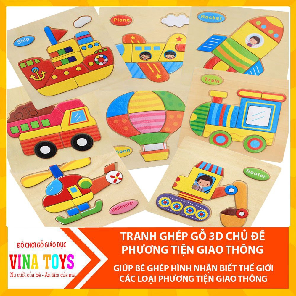 Đồ Chơi Giáo Dục Tranh Ghép Gỗ Hình Phương Tiện Giao Thông Gỗ Nổi - Đồ Chơi Gỗ Thông Minh VINATOYS