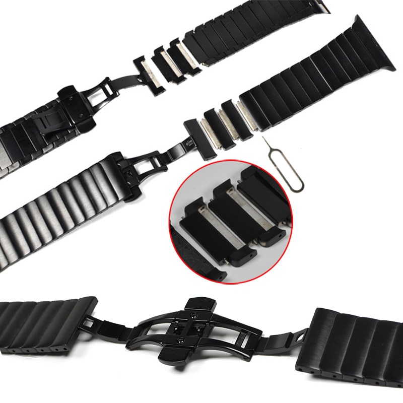 Dây Đeo Inox Cho Đồng Hồ Apple Watch Series 6 Se 5 4 3 44mm 40mm BUTTERFLY