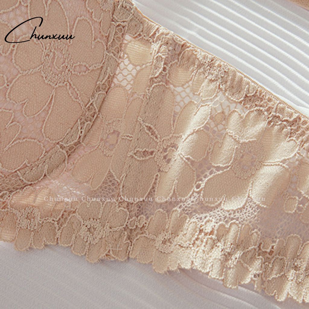 Áo ngực nữ cúp ngang ren hoa gợi cảm CHUNXUU, có gọng đệm dày ôm và nâng đẩy ngực- AV37