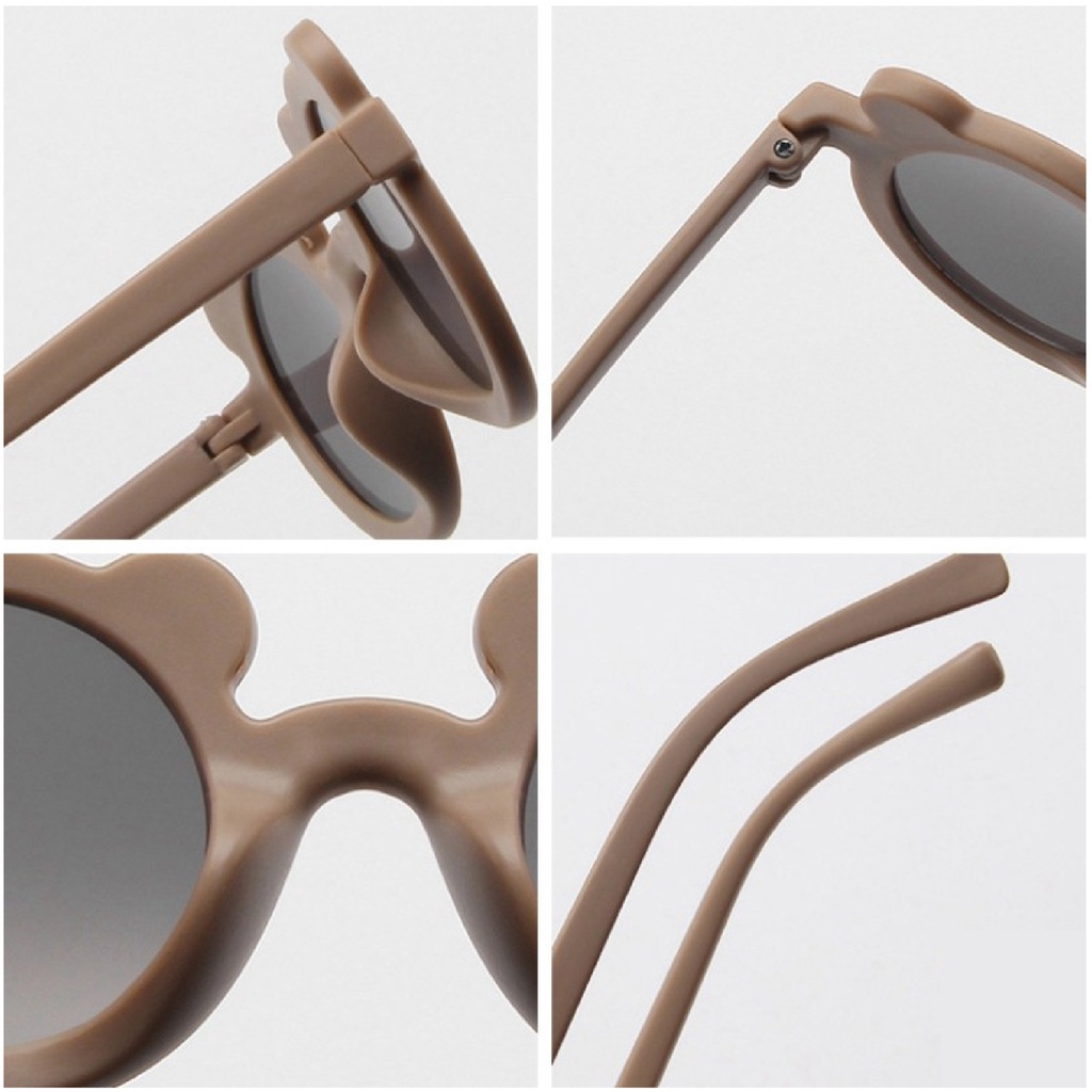 Kính Mát Gọng Tròn Chống Tia Uv Thiết Kế Tai Gấu Xinh Xắn Cho Bé Trai Bé Gái