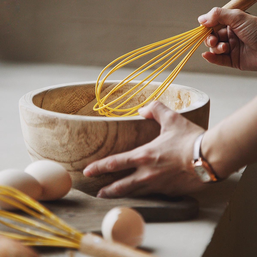 JARRED Dụng Cụ Đánh Trứng Bằng Silicone Tay Cầm Gỗ Tiện Dụng