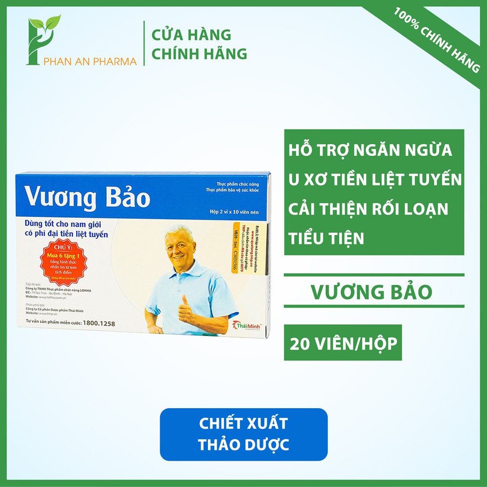 Vương Bảo hỗ trợ ngăn ngừa u xơ tiền liệt tuyến, hỗ trợ cải thiện rối loạn tiểu tiện cho Nam CN72