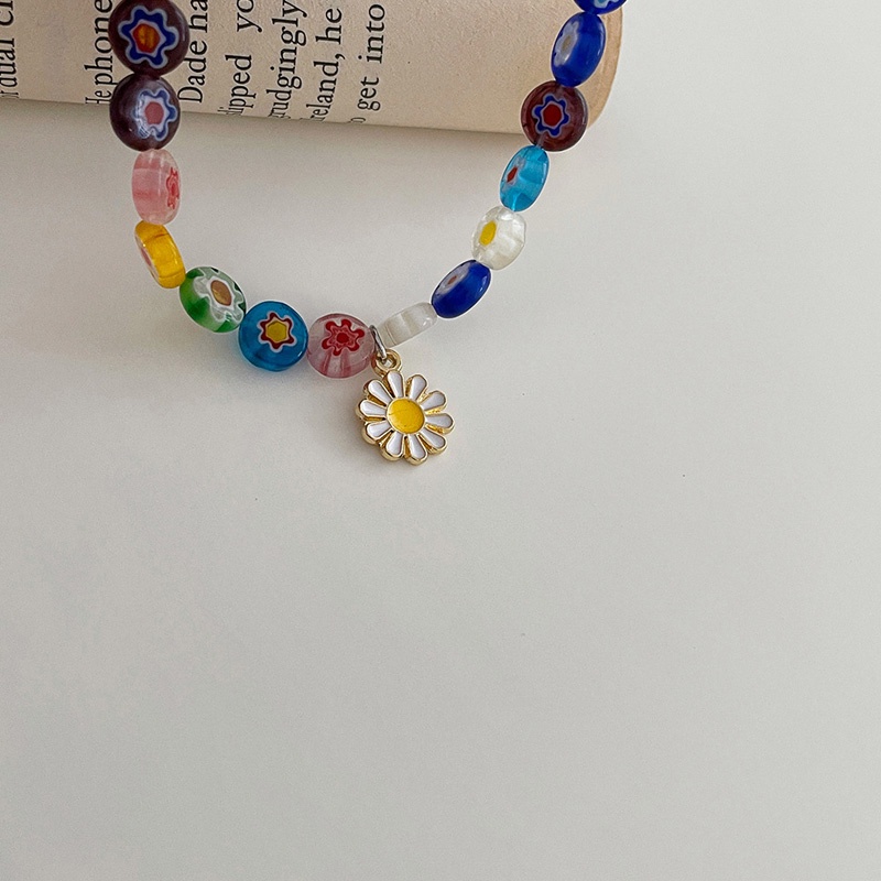 Vòng Đeo Tay Chuỗi Hạt Nhựa Acrylic Nhiều Màu Hình Hoa Cúc Ngọt Ngào Cho Nữ