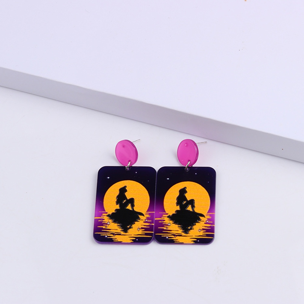 Khuyên Tai Hình Bông Hoa Bằng Acrylic Màu Sắc Đối Lập Dành Cho Nữ