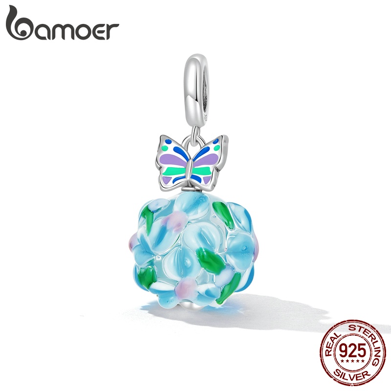 Vòng đeo tay Bamoer bạc 925 mặt bướm và hoa thời trang