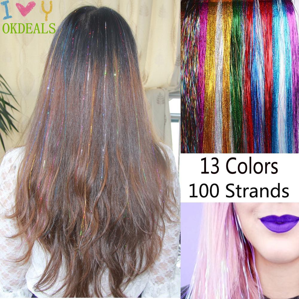 Set 100 sợi tóc giả lấp lánh nhiều màu