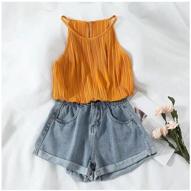 Quần short jean nữ lưng cao thời trang | BigBuy360 - bigbuy360.vn