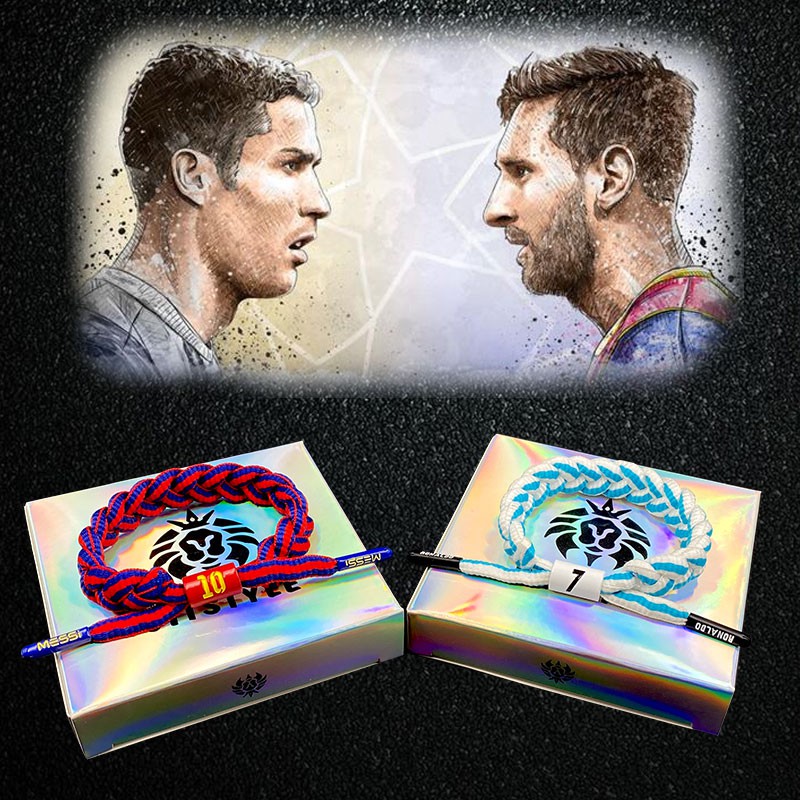 Vòng Đeo Tay Bóng Đá 3.0 Messi Neymar Ronaldo Dây Bện Dù Cao Cấp Mặt Nhựa Plastic Khắc Logo
