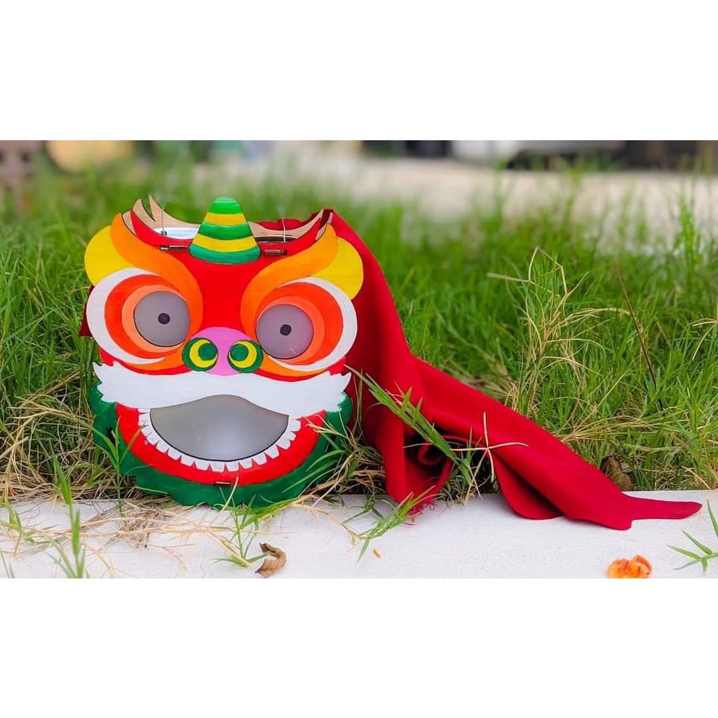 Đèn lồng gỗ trung thu, lồng đèn trung thu truyền thông Diy bé tự tô màu sáng tạo handmade đủ phụ kiện kèm màu tô và đèn