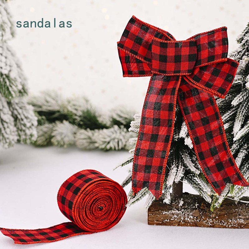 Dây ruy băng sọc caro trang trí giáng sinh