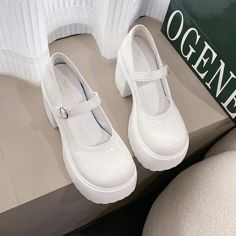 Giày Cao Gót 10cm Da PU Mũi Tròn Thời Trang Cho Nữ