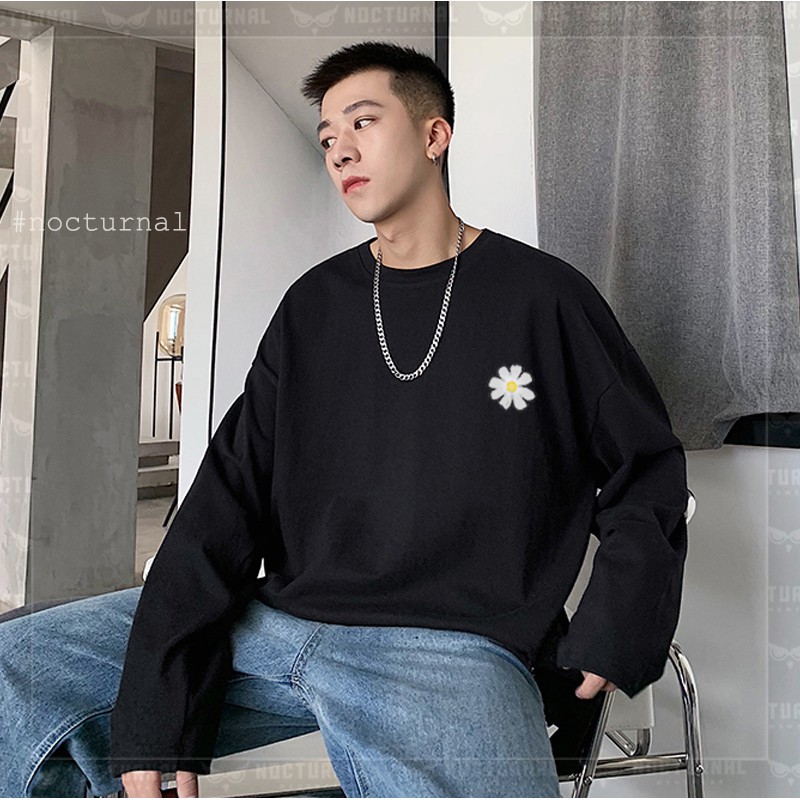 Áo Thun Tay Dài Nocturnal Daisy Phông Nam Nữ Unisex Cặp Đôi Phong cách Dạo Phố Sài Gòn Ulzzang 2021 (2 màu đen & nâu)