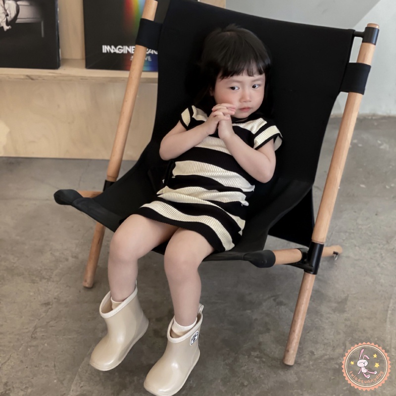 Đầm Cotton Thẳng Không Tay Kẻ Sọc Cho Bé Gái