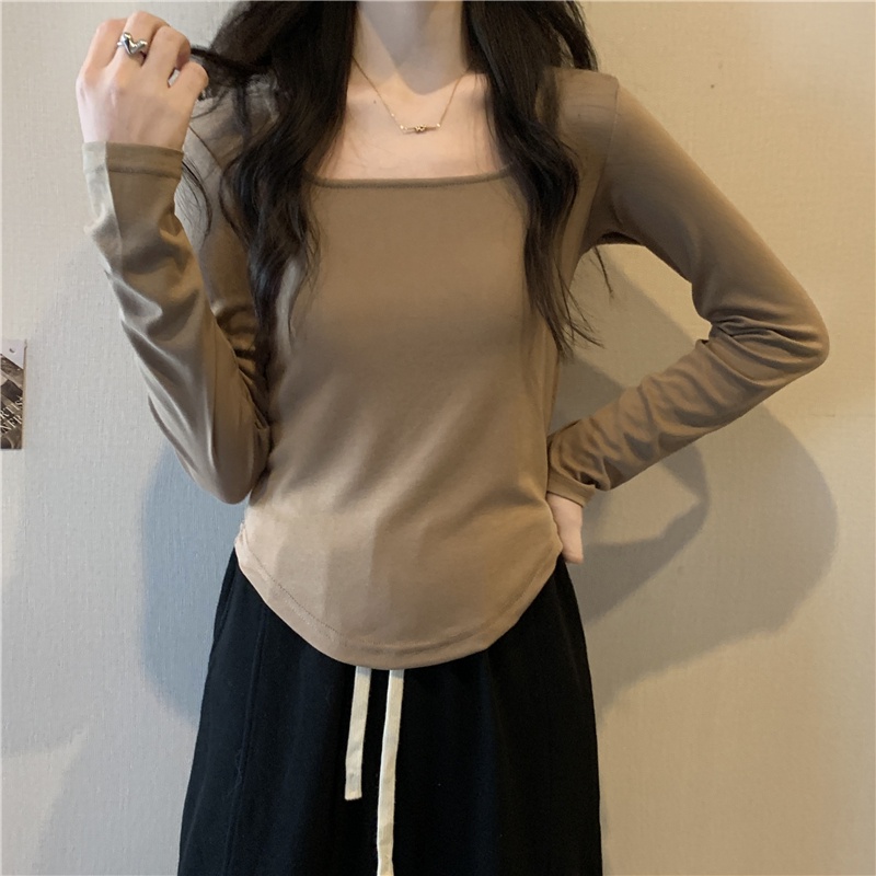 Áo Thun Tay Dài Màu Đen Phong Cách retro Mỹ Cho Nữ