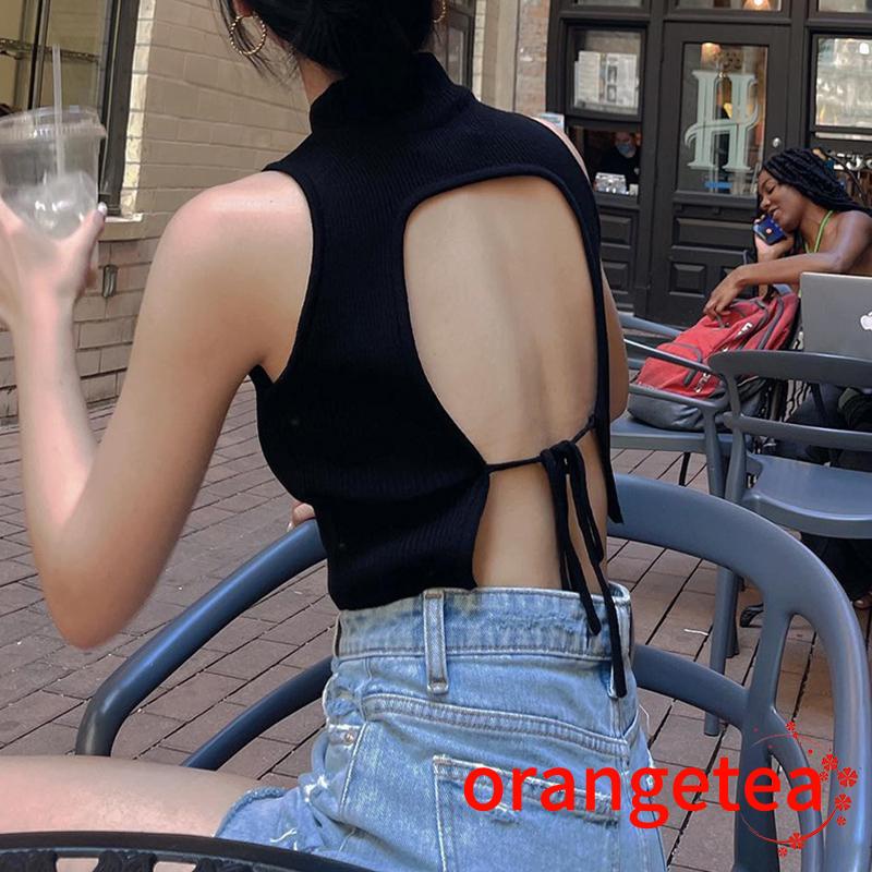 Áo Tank Top Cổ Tròn Hở Lưng Cột Dây Thời Trang Mùa Hè Quyến Rũ Cho Nữ