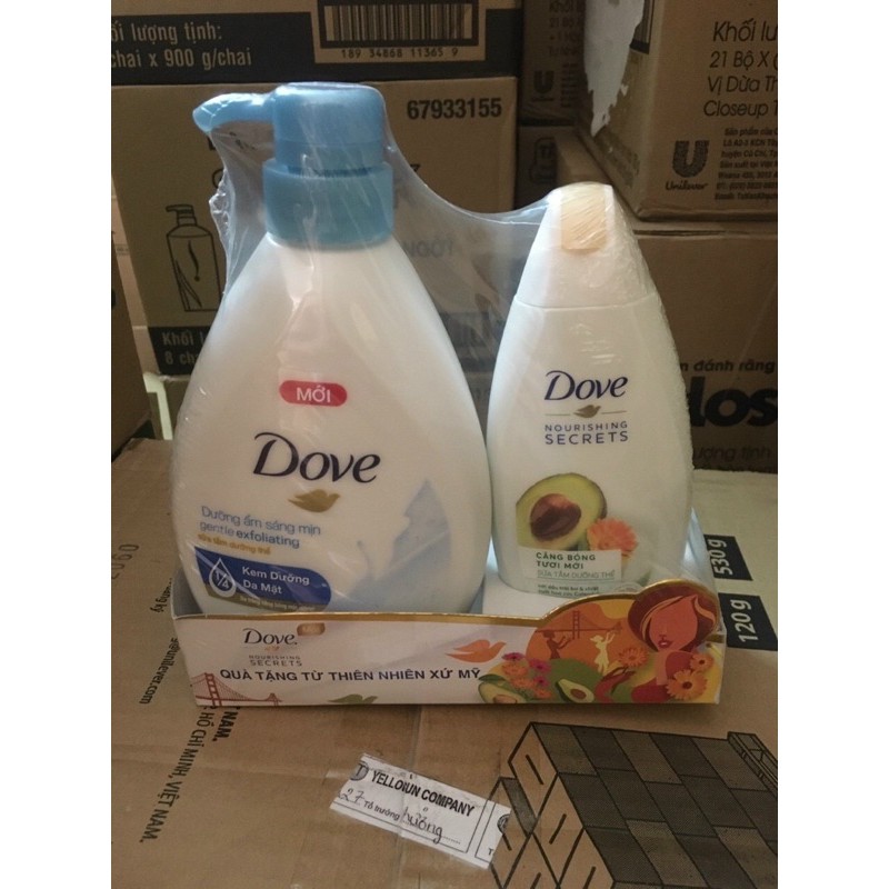 Sữa tắm Dove tẩy tế bào chết 530g tặng