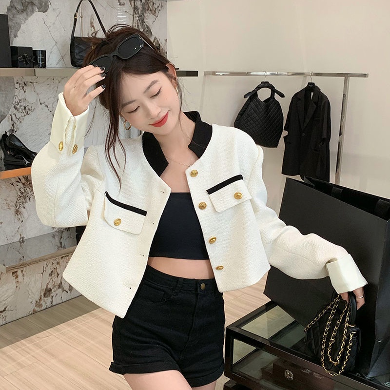 IELGY    Áo Khoác Tay Dài Dáng Ngắn Thời Trang Cao Cấp Cho Nữ