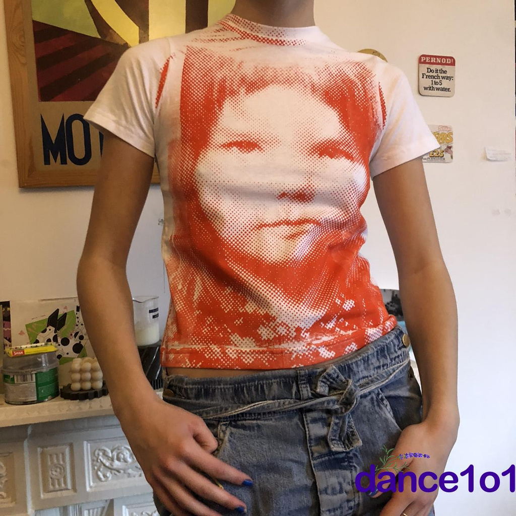 Áo thun tay ngắn cổ tròn in họa tiết thời trang mùa hè cho nữ