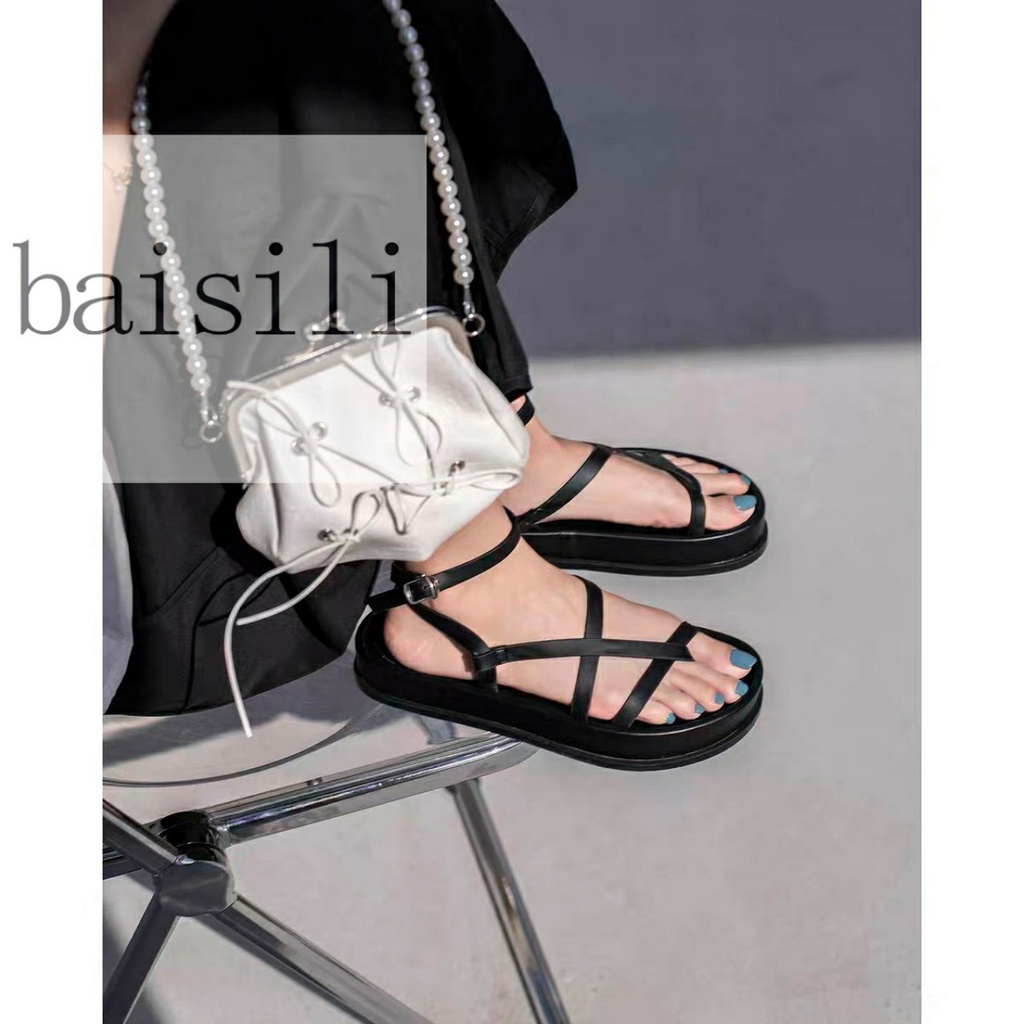 SANDAL XUỒNG BAISILI - GIÀY THỜI TRANG NỮ DÂY NGANG MẢNH XỎ NGÓN NỮ TÍNH ĐẾ BẰNG BS220830