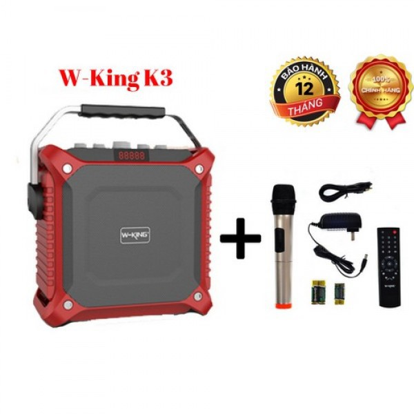 Loa bluetooth karaoke kèm mic W-KING K3 Đỏ