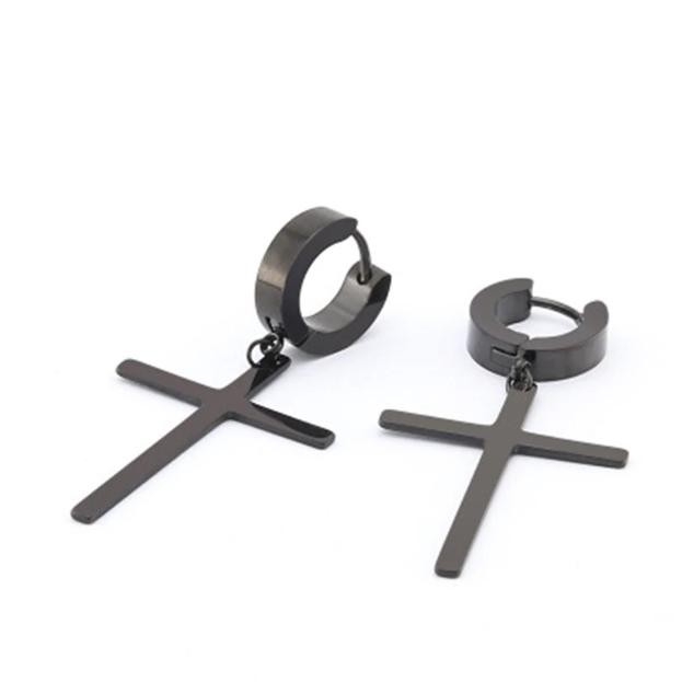 Khuyên tai chữ thập xỏ lỗ unisex