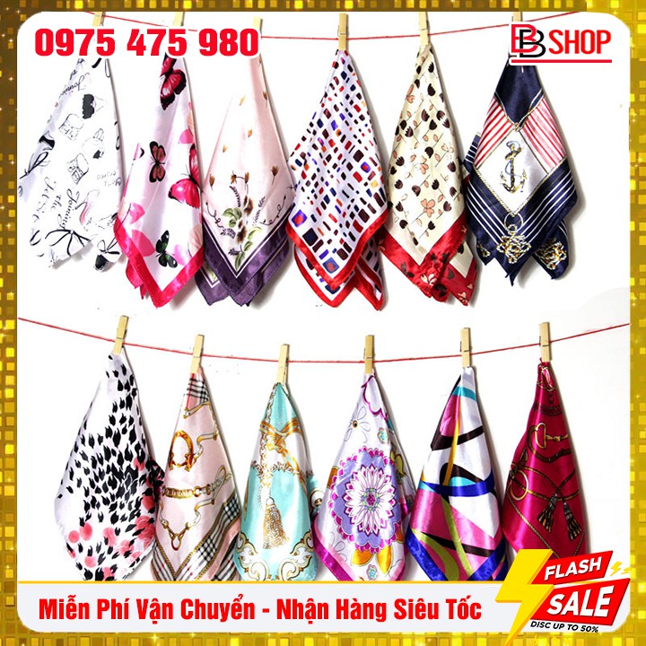 Khăn Vuông Size 50x50cm Headband Lụa Satin Buộc Tóc, Làm Áo Yếm, Đội Đầu Hàn Quốc